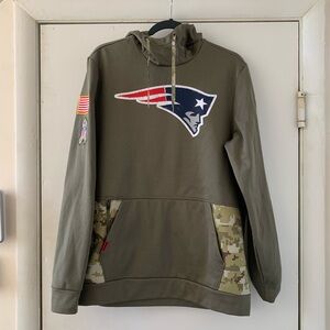 New England Patriots Olive Green Camo Pullover Hoodie